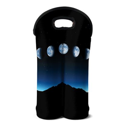 Night Sky And Moon Phase Print Double Neoprene Wine Tote