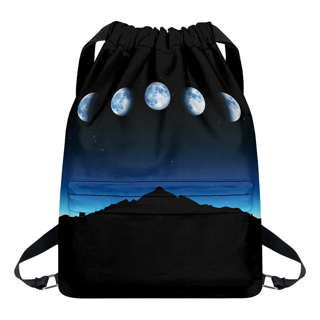 Night Sky And Moon Phase Print Drawstring Backpack