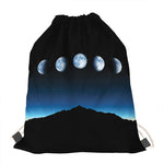Night Sky And Moon Phase Print Drawstring Bag