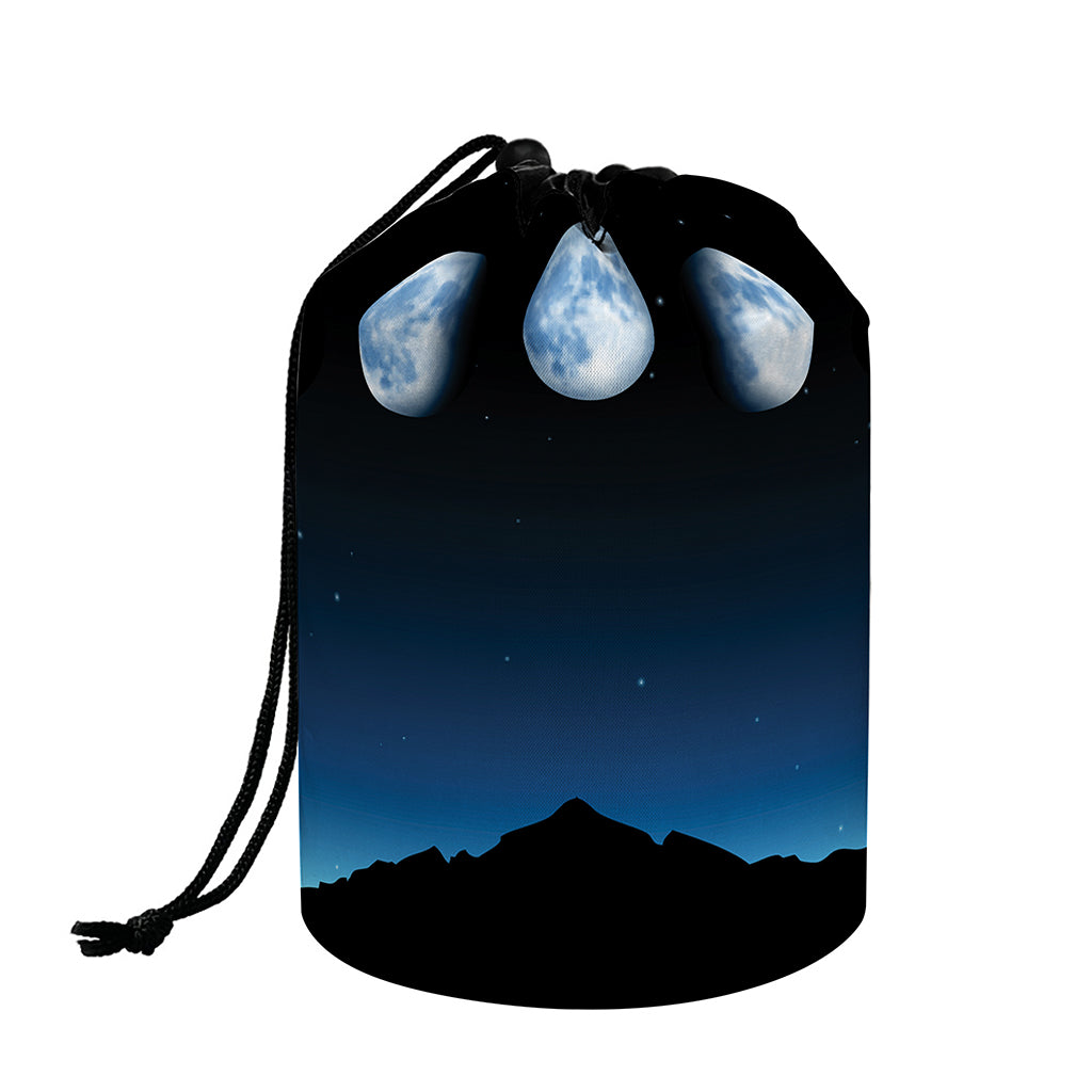 Night Sky And Moon Phase Print Drawstring Makeup Bag
