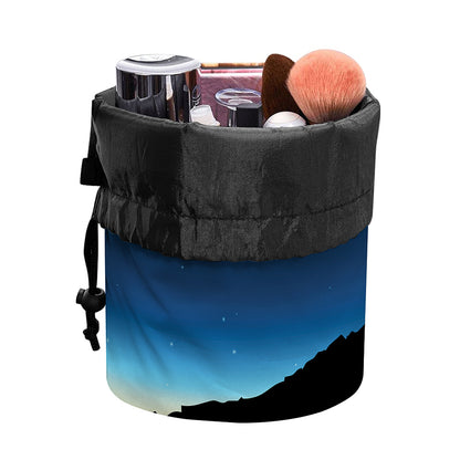 Night Sky And Moon Phase Print Drawstring Makeup Bag