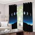 Night Sky And Moon Phase Print Extra Wide Grommet Curtains