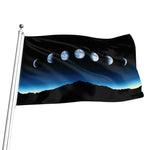 Night Sky And Moon Phase Print Flag