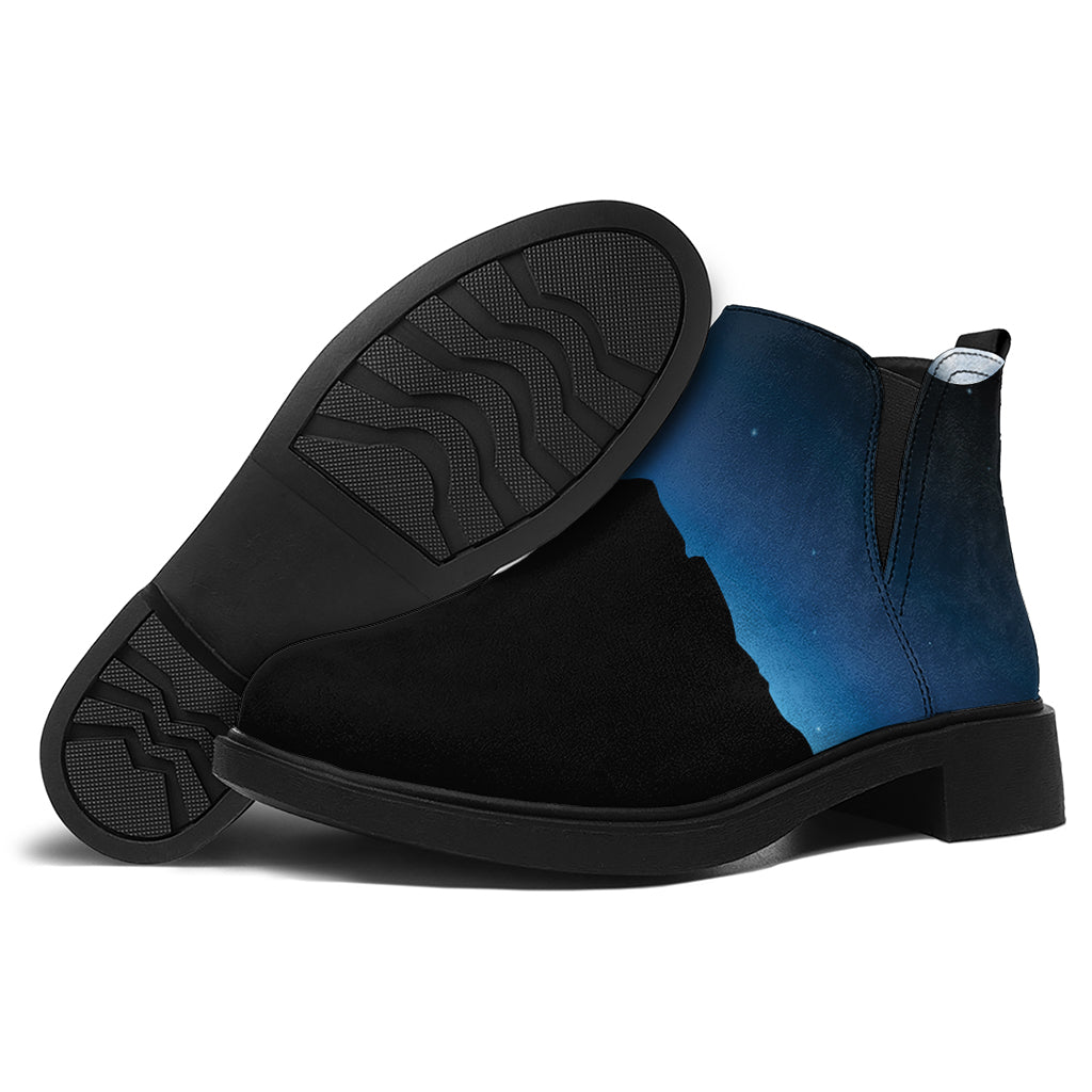 Night Sky And Moon Phase Print Flat Ankle Boots
