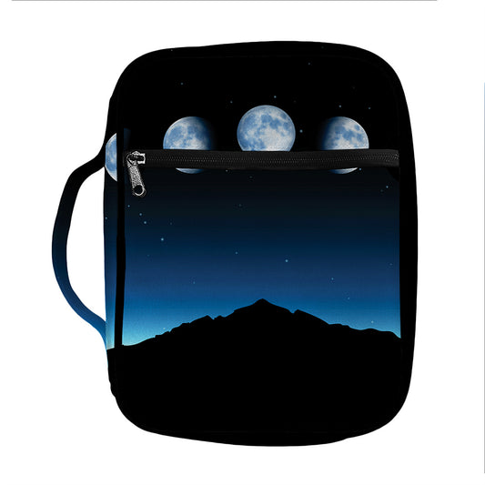 Night Sky And Moon Phase Print Front Pocket Bible Bag