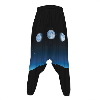 Night Sky And Moon Phase Print Hammer Pants