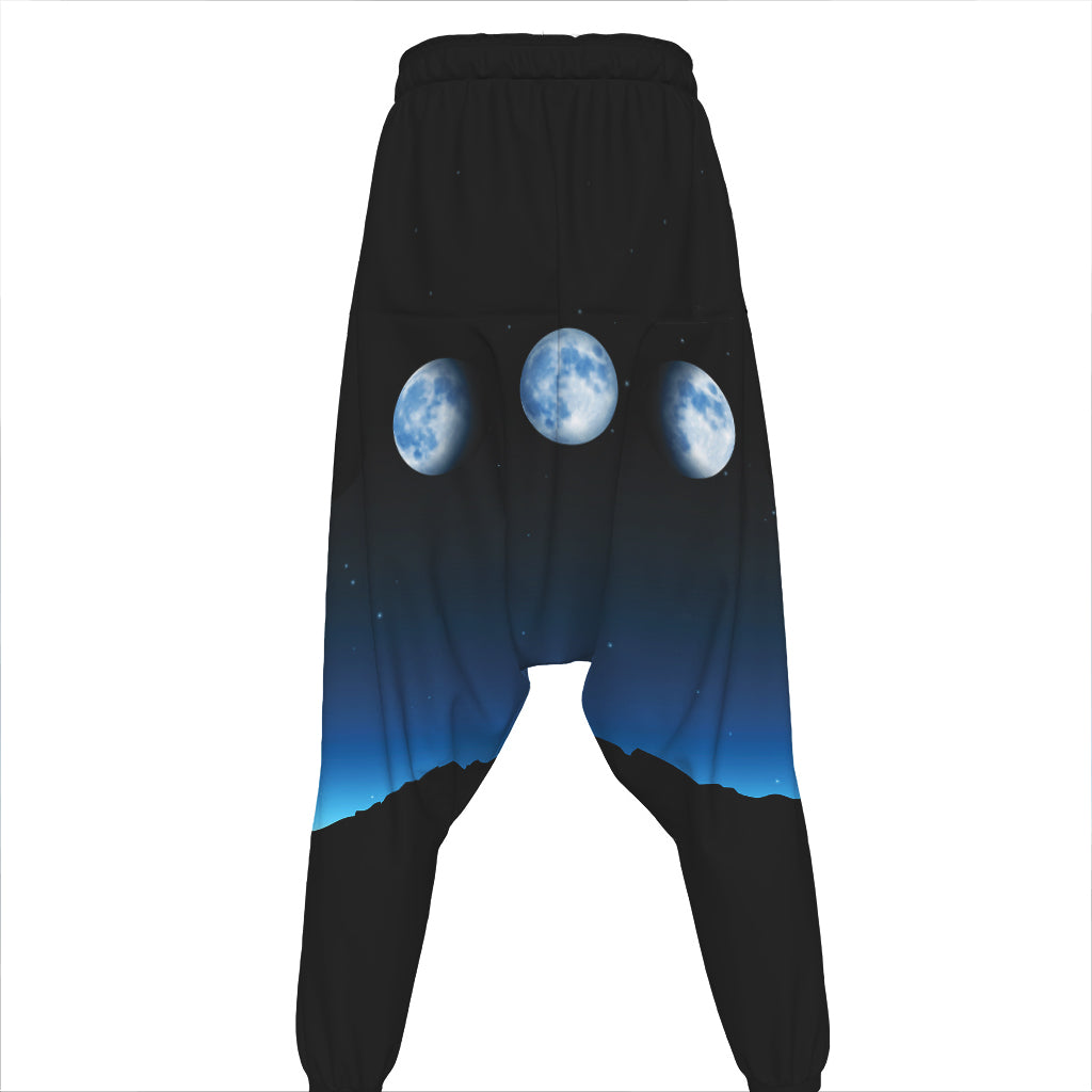 Night Sky And Moon Phase Print Hammer Pants