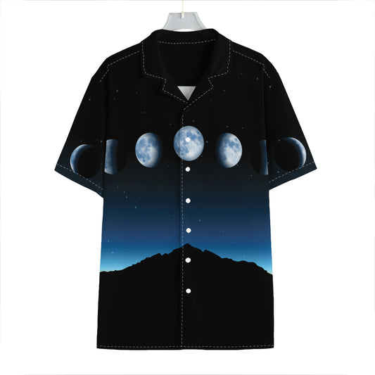 Night Sky And Moon Phase Print Hawaiian Shirt