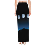 Night Sky And Moon Phase Print High Slit Maxi Skirt