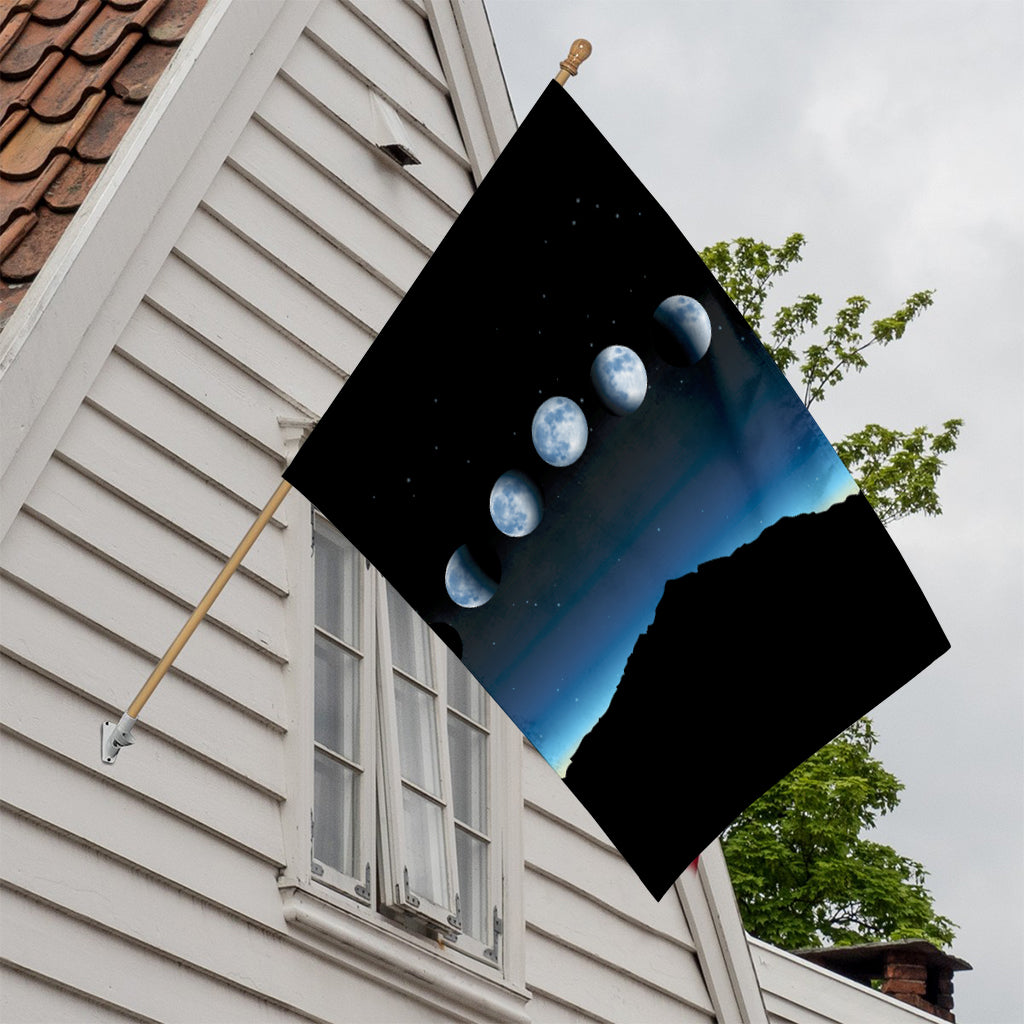 Night Sky And Moon Phase Print House Flag