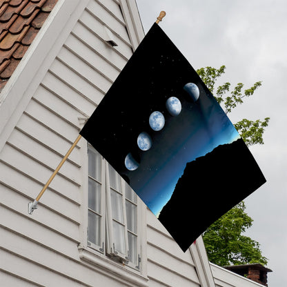 Night Sky And Moon Phase Print House Flag