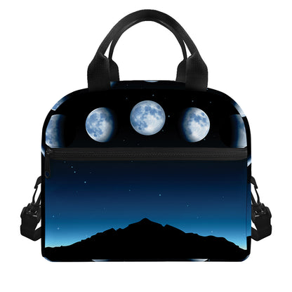 Night Sky And Moon Phase Print Insulated Lunch Bag
