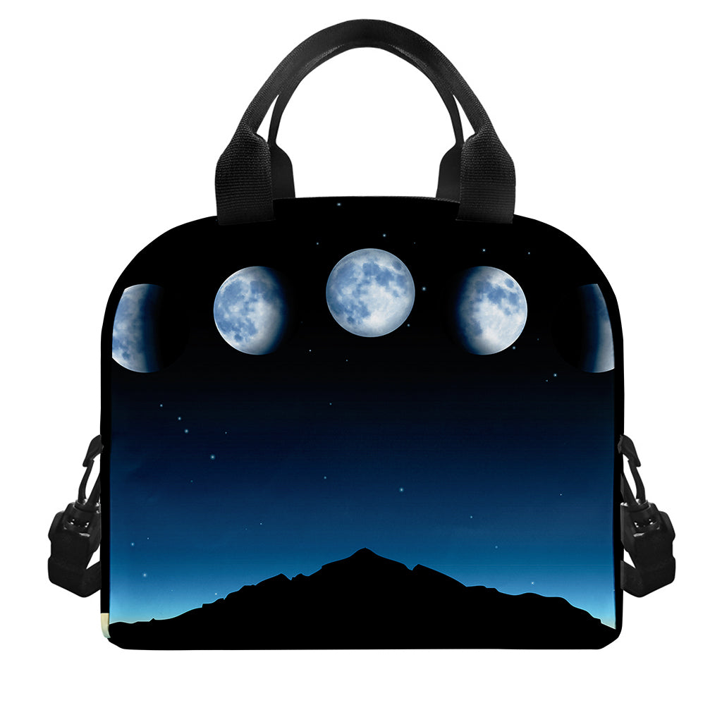 Night Sky And Moon Phase Print Insulated Lunch Bag