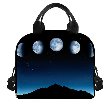 Night Sky And Moon Phase Print Insulated Lunch Bag