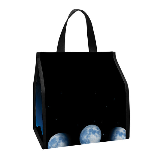 Night Sky And Moon Phase Print Insulated Lunch Tote