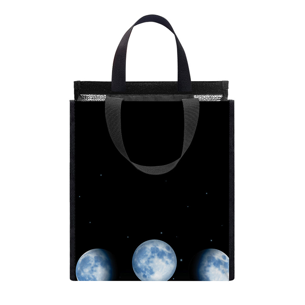Night Sky And Moon Phase Print Insulated Lunch Tote