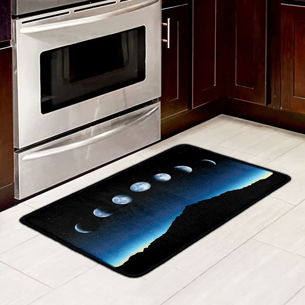 Night Sky And Moon Phase Print Kitchen Mat