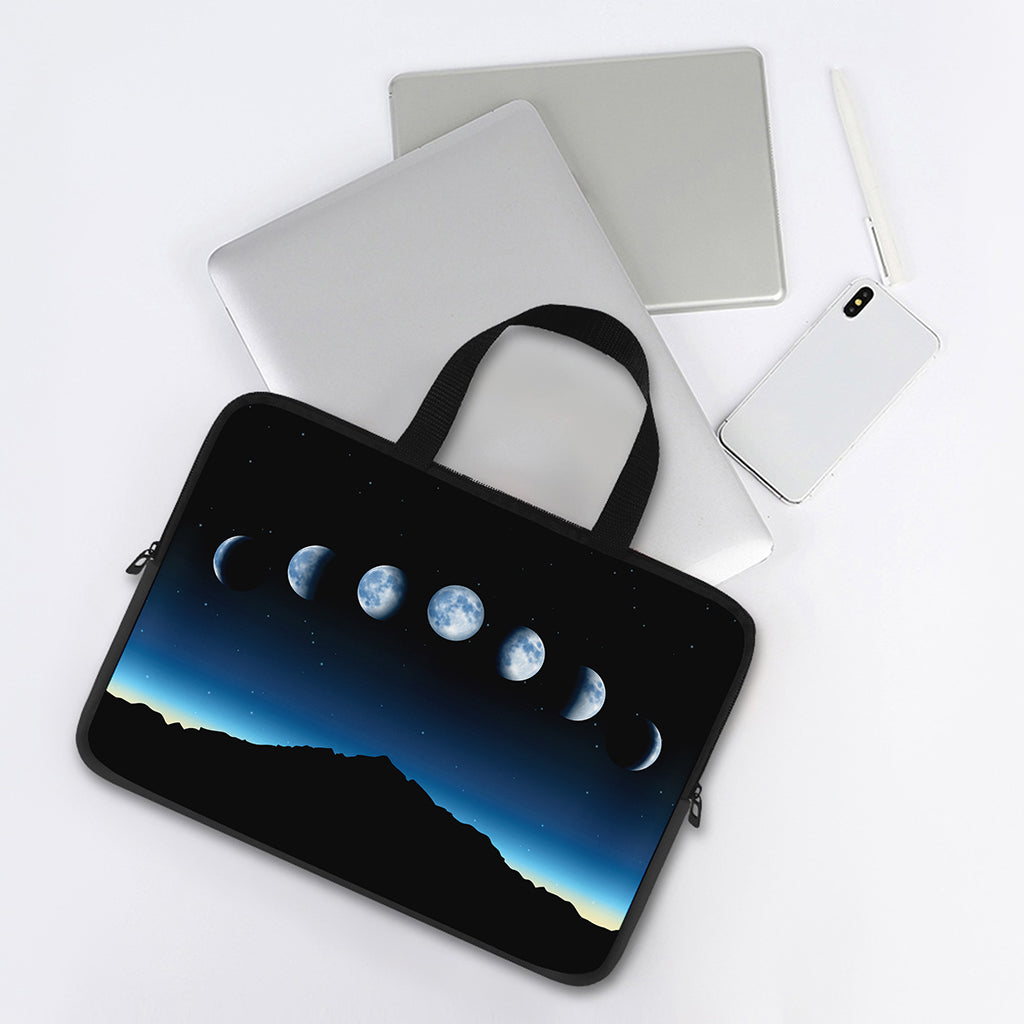 Night Sky And Moon Phase Print Laptop Sleeve With Handle