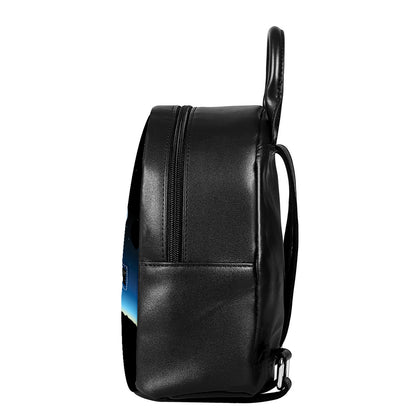 Night Sky And Moon Phase Print Leather Backpack