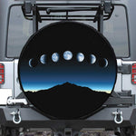 Night Sky And Moon Phase Print Leather Spare Tire Cover