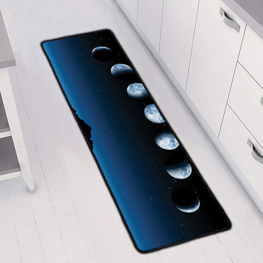 Night Sky And Moon Phase Print Long Kitchen Mat