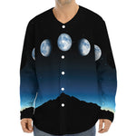 Night Sky And Moon Phase Print Long Sleeve Baseball Jersey