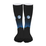 Night Sky And Moon Phase Print Long Socks