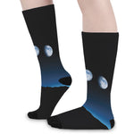 Night Sky And Moon Phase Print Long Socks