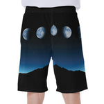 Night Sky And Moon Phase Print Men's Beach Shorts