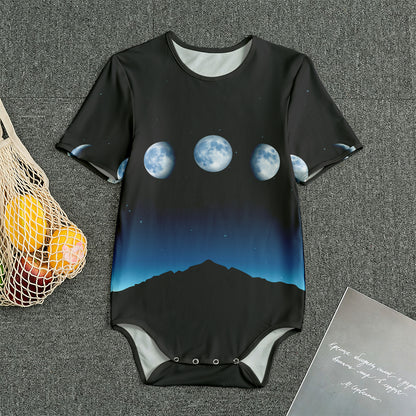 Night Sky And Moon Phase Print Men's Bodysuit