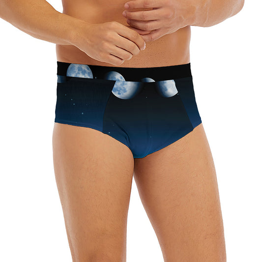 Night Sky And Moon Phase Print Men's Briefs