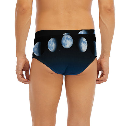 Night Sky And Moon Phase Print Men's Briefs