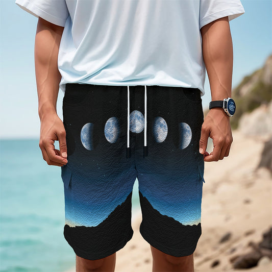 Night Sky And Moon Phase Print Men's Cargo Shorts