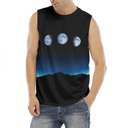Night Sky And Moon Phase Print Men's Fitness Tank Top