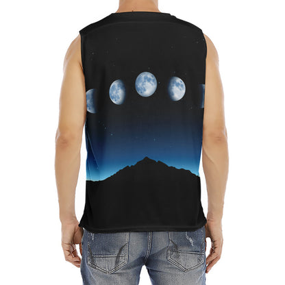 Night Sky And Moon Phase Print Men's Fitness Tank Top