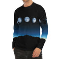 Night Sky And Moon Phase Print Men's Long Sleeve Rash Guard