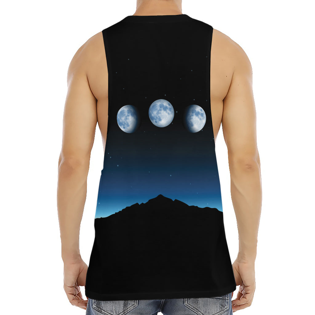 Night Sky And Moon Phase Print Men's Muscle Tank Top
