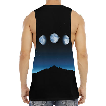 Night Sky And Moon Phase Print Men's Muscle Tank Top