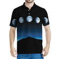 Night Sky And Moon Phase Print Men's Polo Shirt