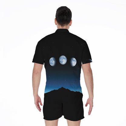 Night Sky And Moon Phase Print Men's Rompers