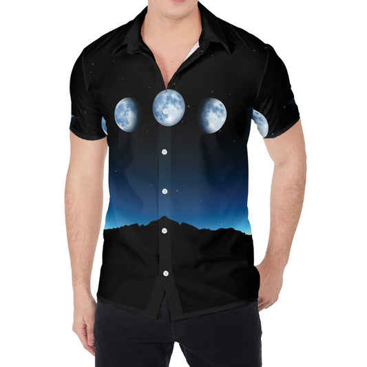 Night Sky And Moon Phase Print Men's Shirt