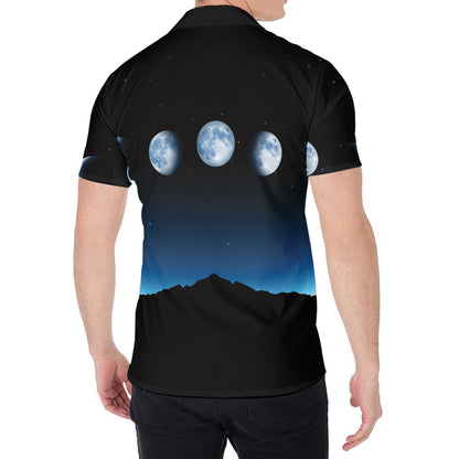Night Sky And Moon Phase Print Men's Shirt