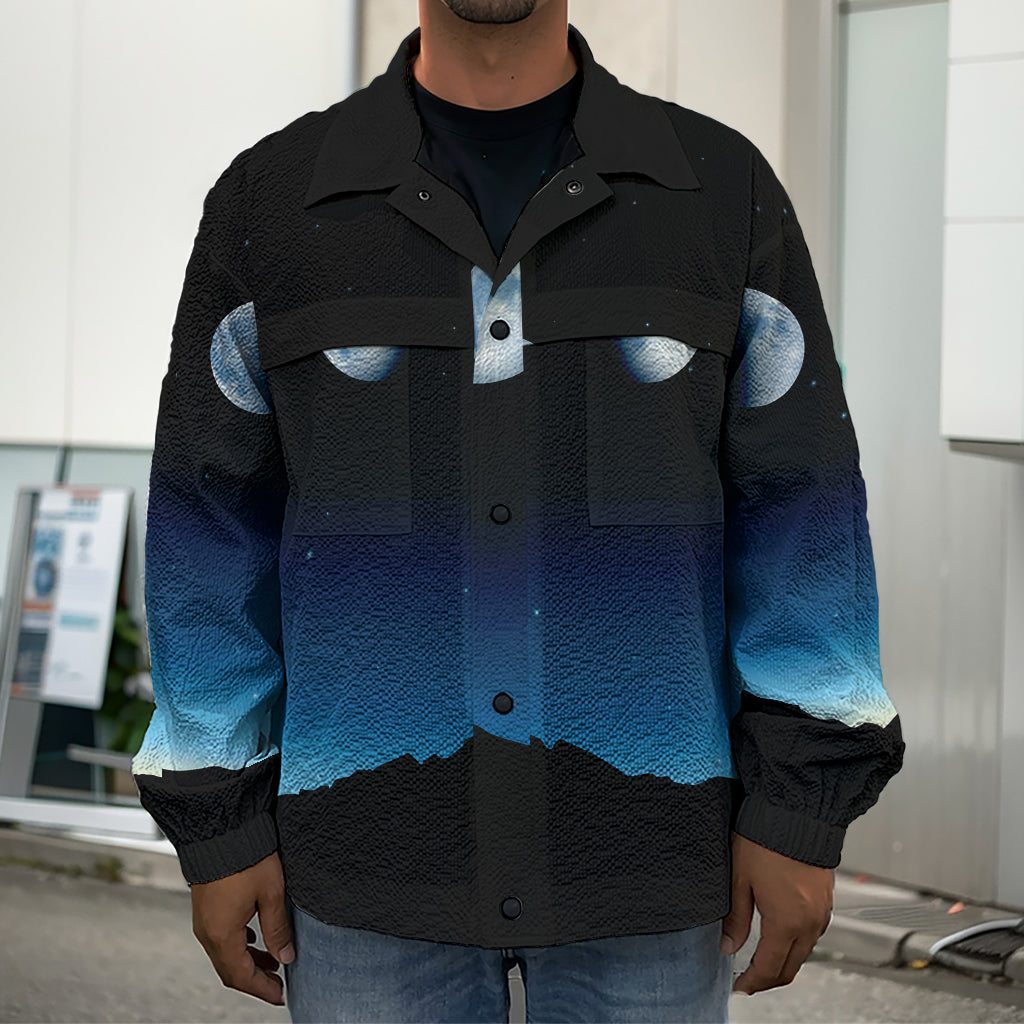 Night Sky And Moon Phase Print Men's Shirt Jacket