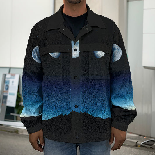 Night Sky And Moon Phase Print Men's Shirt Jacket