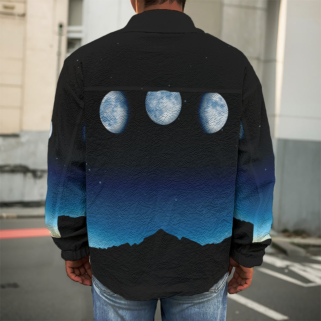 Night Sky And Moon Phase Print Men's Shirt Jacket