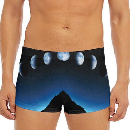 Night Sky And Moon Phase Print Men's Short Boxer Briefs