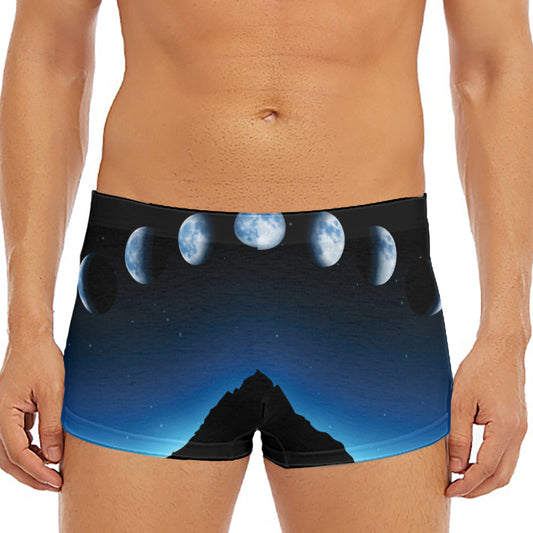Night Sky And Moon Phase Print Men's Short Boxer Briefs