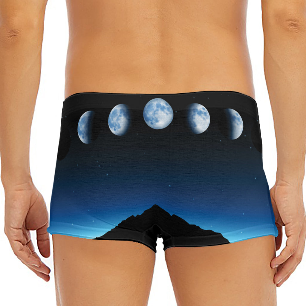 Night Sky And Moon Phase Print Men's Short Boxer Briefs