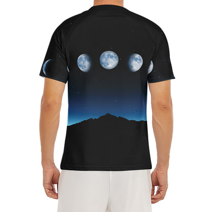 Night Sky And Moon Phase Print Men's Short Sleeve Rash Guard