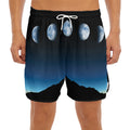 Night Sky And Moon Phase Print Men's Split Running Shorts